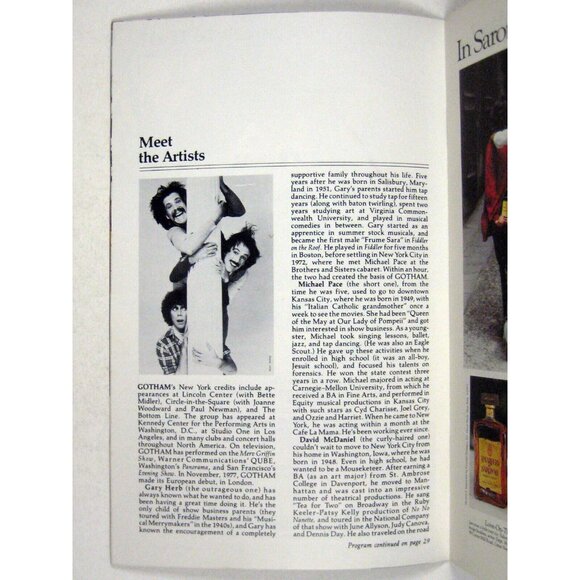 Gotham Caught in Act Stagebill March 1976 Gary Herb Michael Pace David McDaniel - Picture 5 of 6